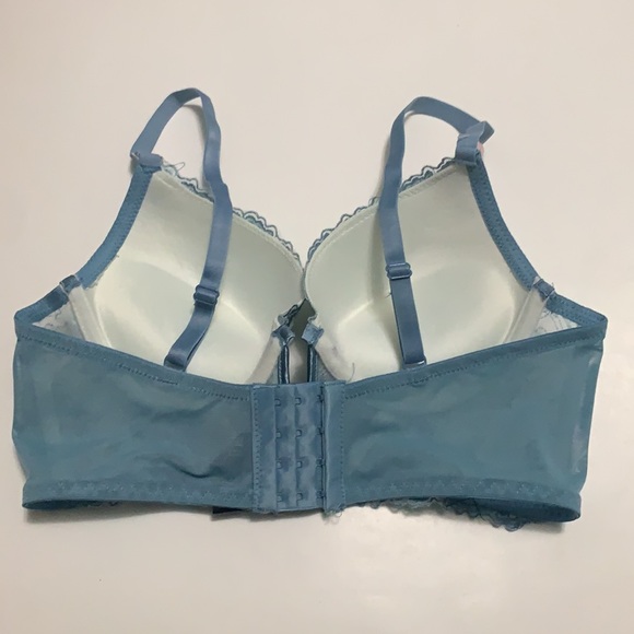 Pale Blue Floral Lace Longline Underwire Bra 34 B - Picture 3 of 5